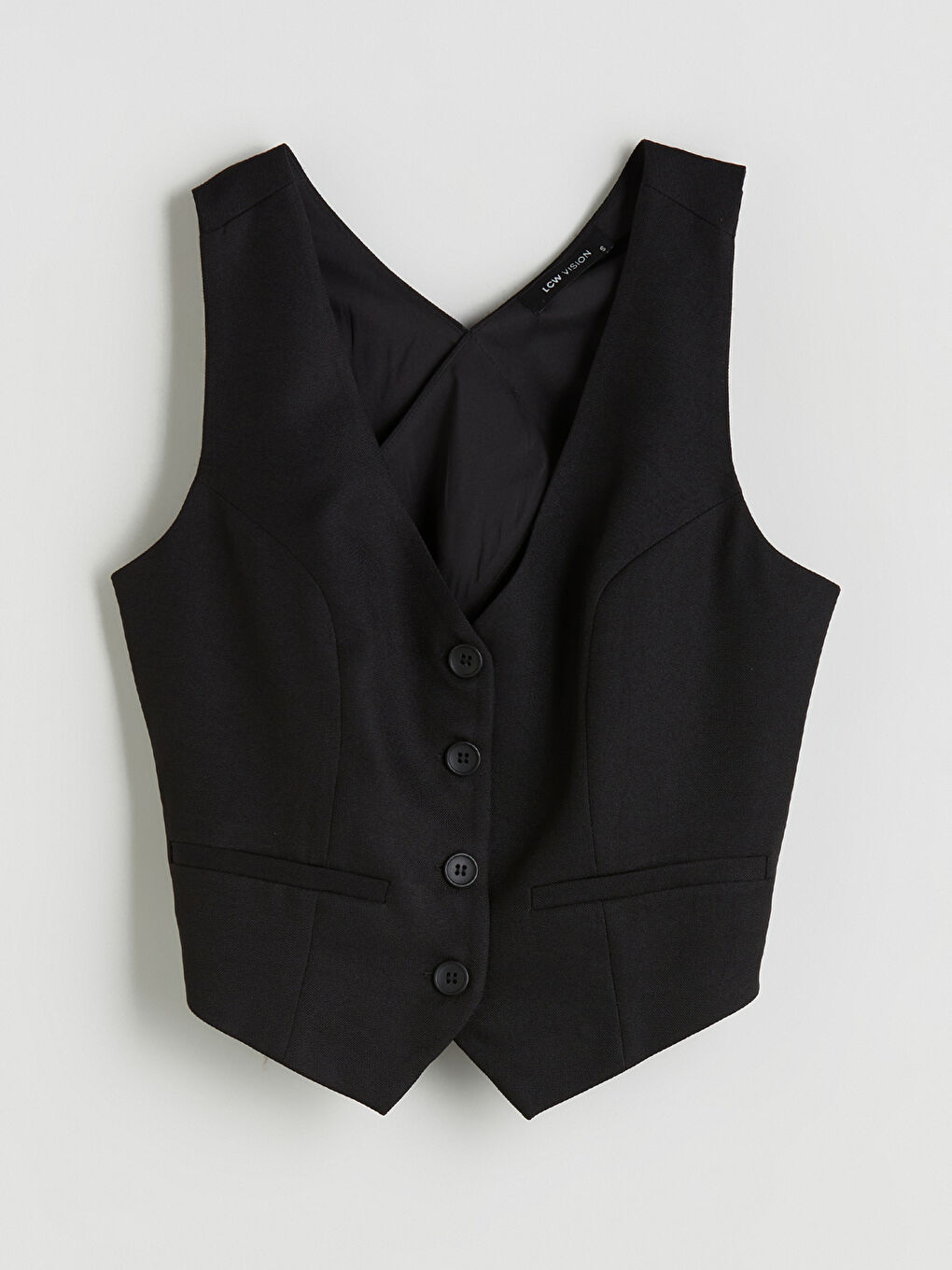 Siyah Sırt Detaylı Kadın Klasik Yelek-5