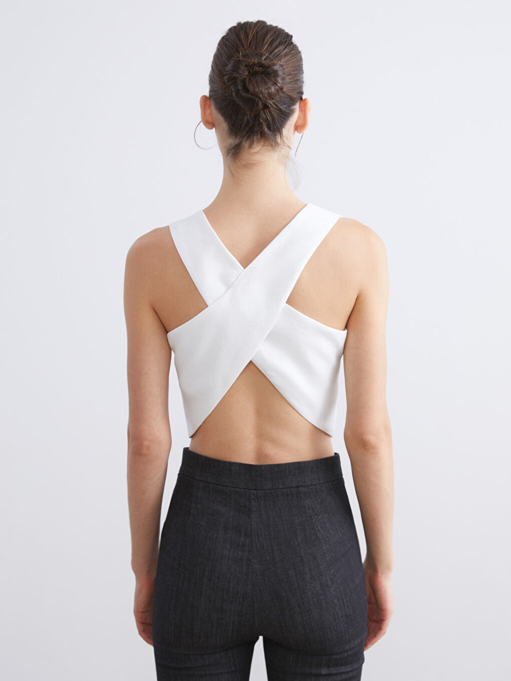 Ekru Sırt Detaylı Kadın Klasik Yelek-4