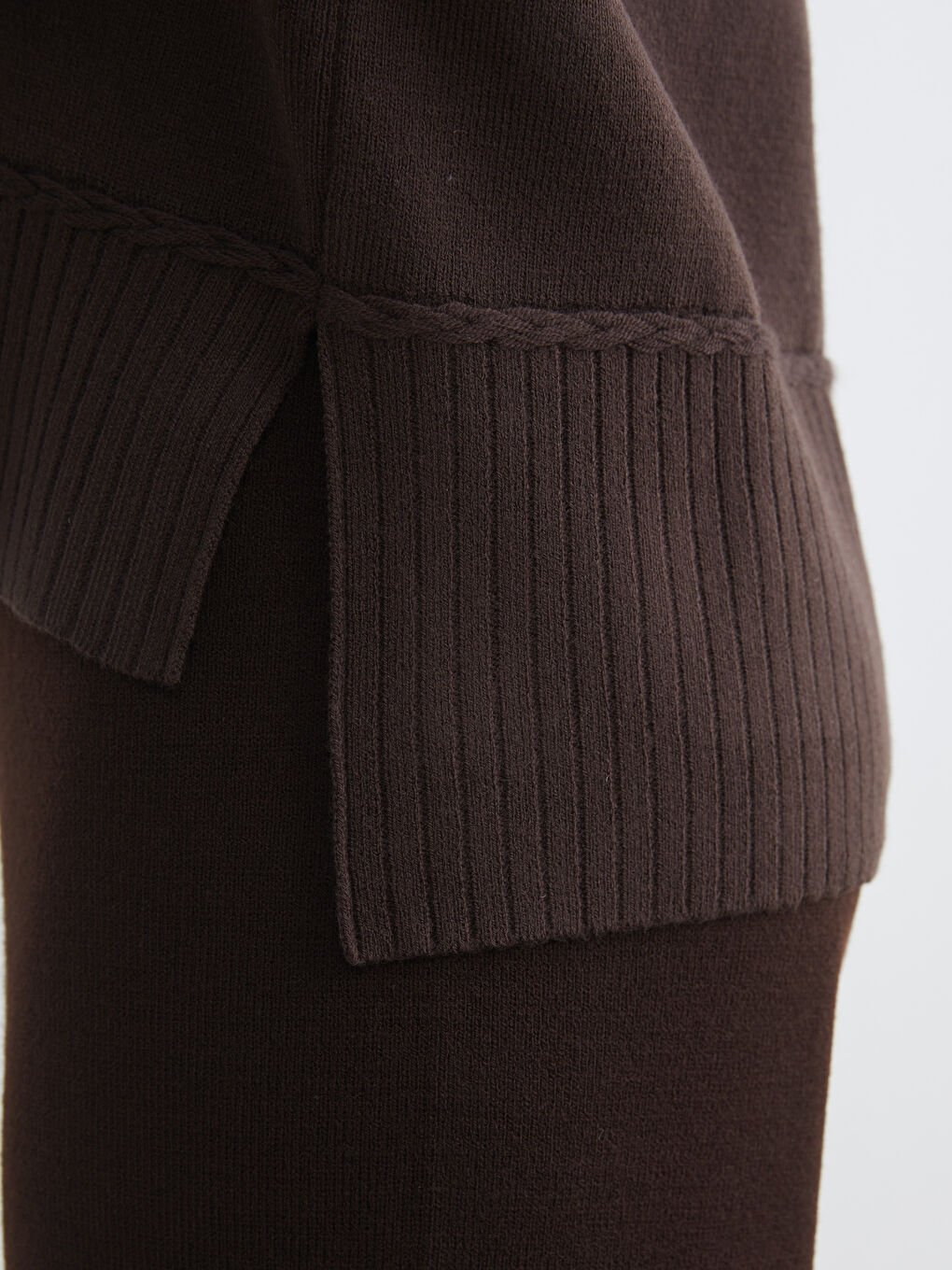 Kahverengi Bisiklet Yaka Kadın Triko Kazak-2