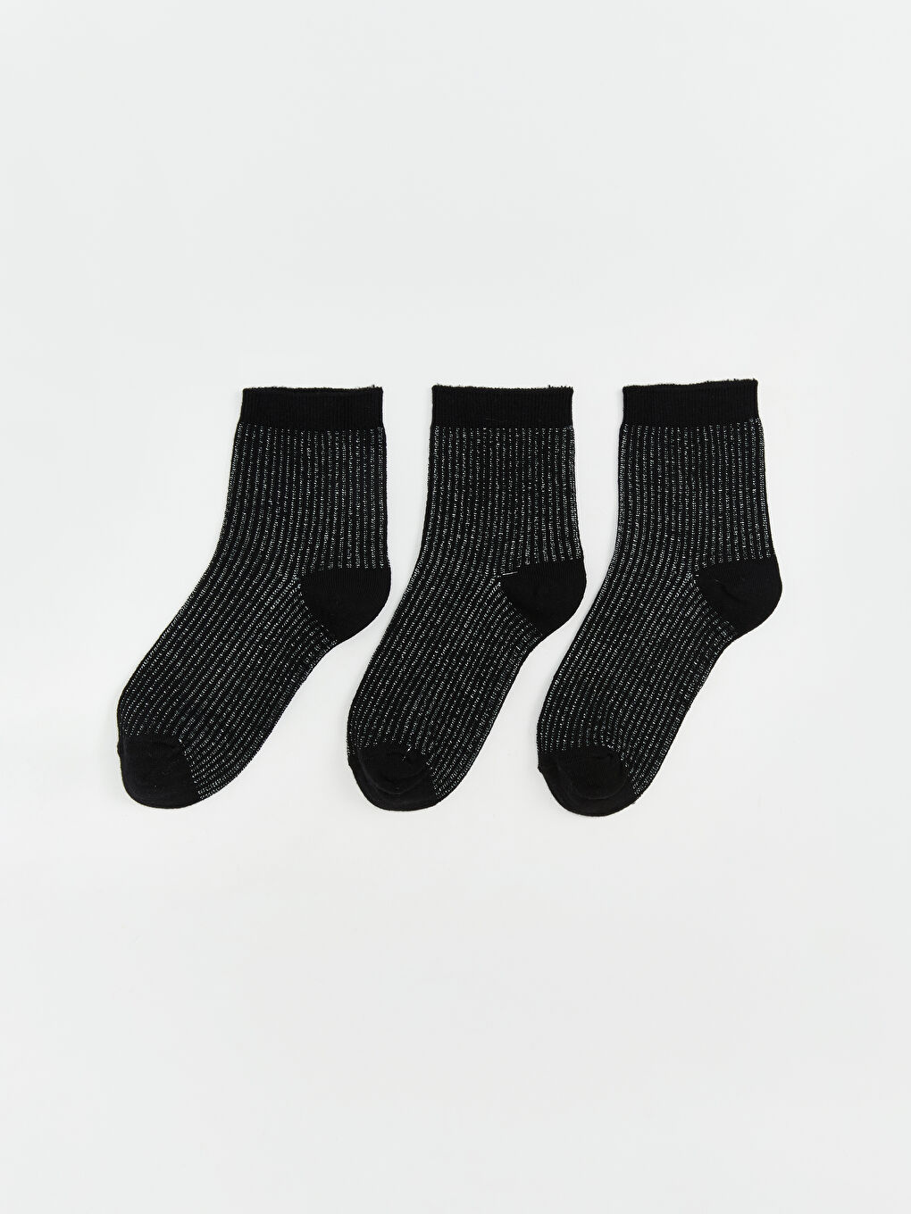 Siyah Parlak Görünümlü Kadın Soket Çorap 3'lü
