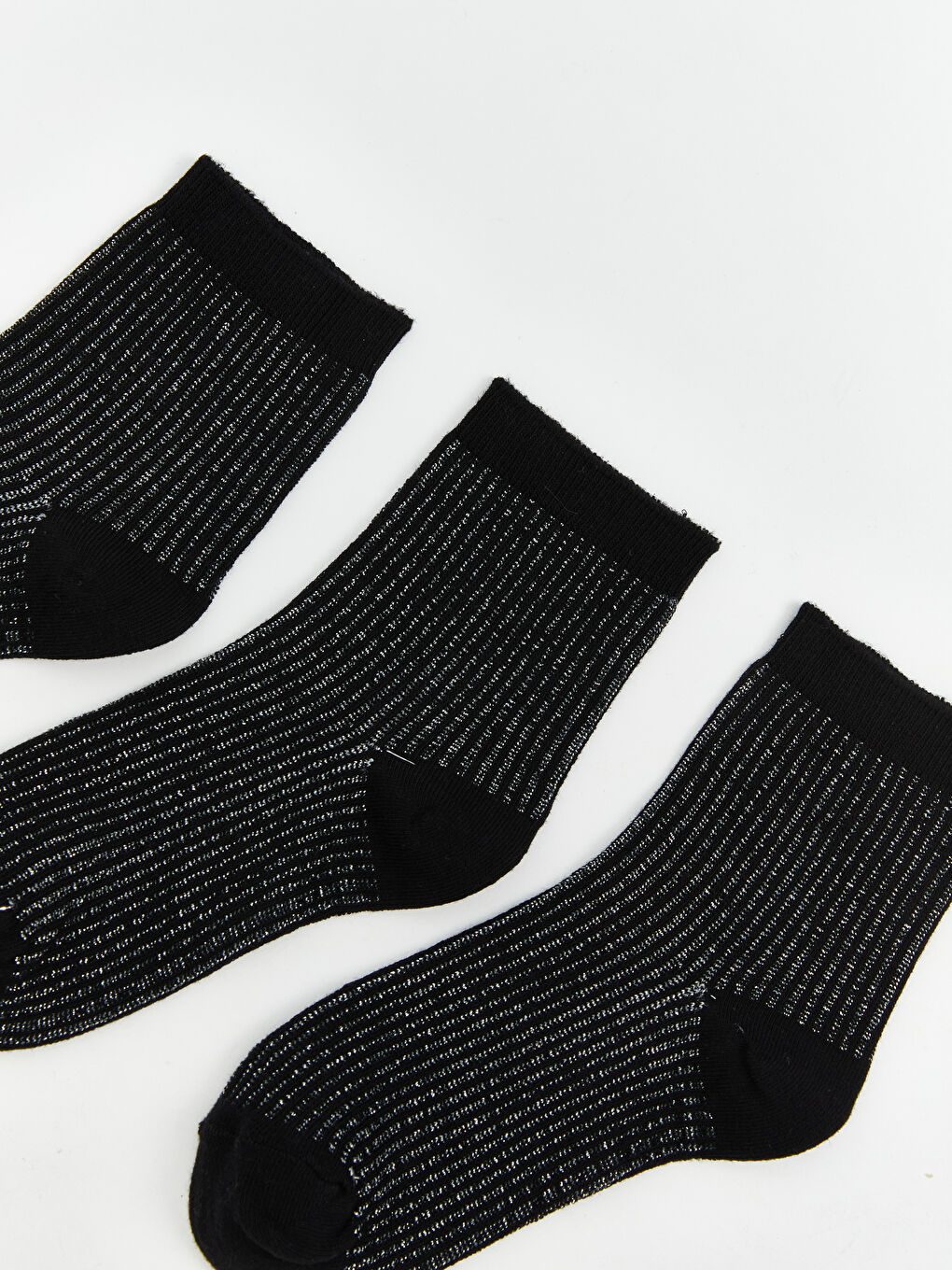 Siyah Parlak Görünümlü Kadın Soket Çorap 3'lü-1