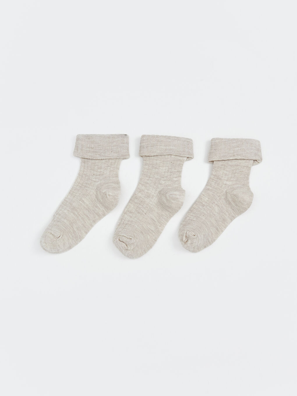 Bej Basic Kız Çocuk Soket Çorap 3'lü