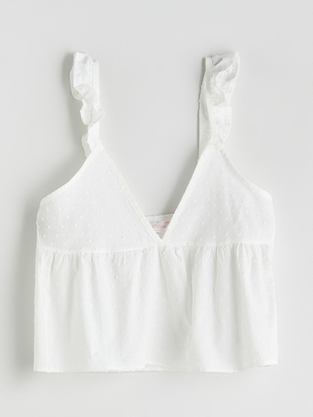 Ekru V Yaka Askılı Kadın Şortlu Pijama Takımı-5