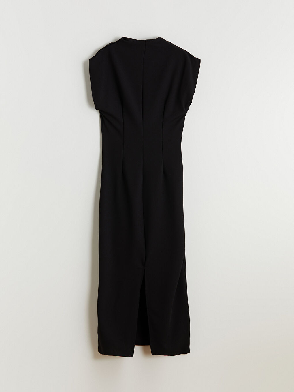 Siyah Dik Yaka Büzgülü Elbise-5