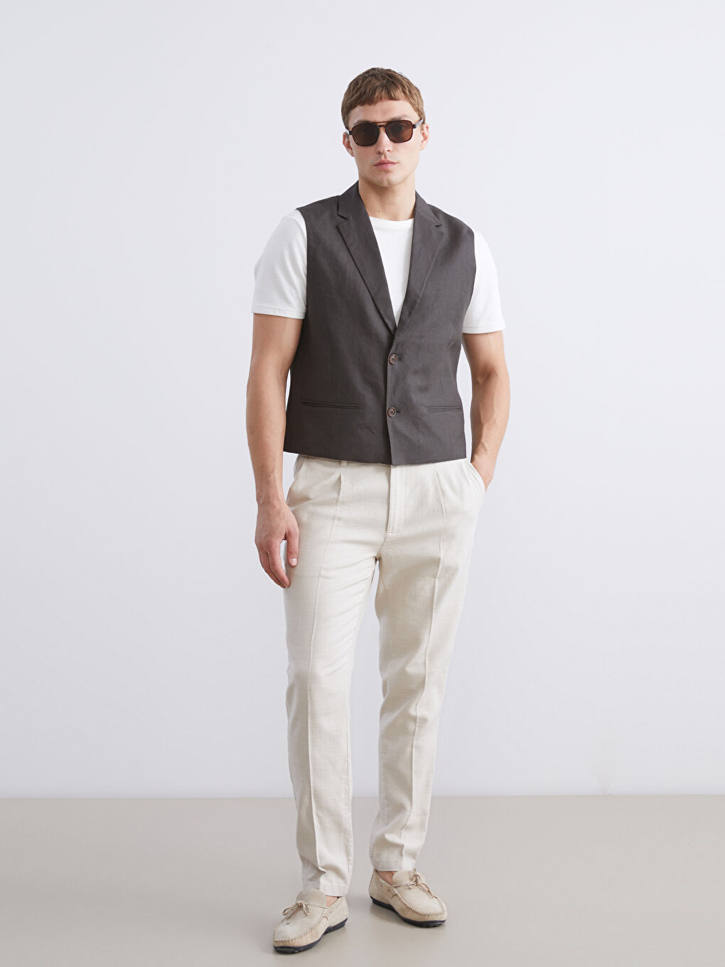 Kahverengi Standart Kalıp Erkek Klasik Yelek-1