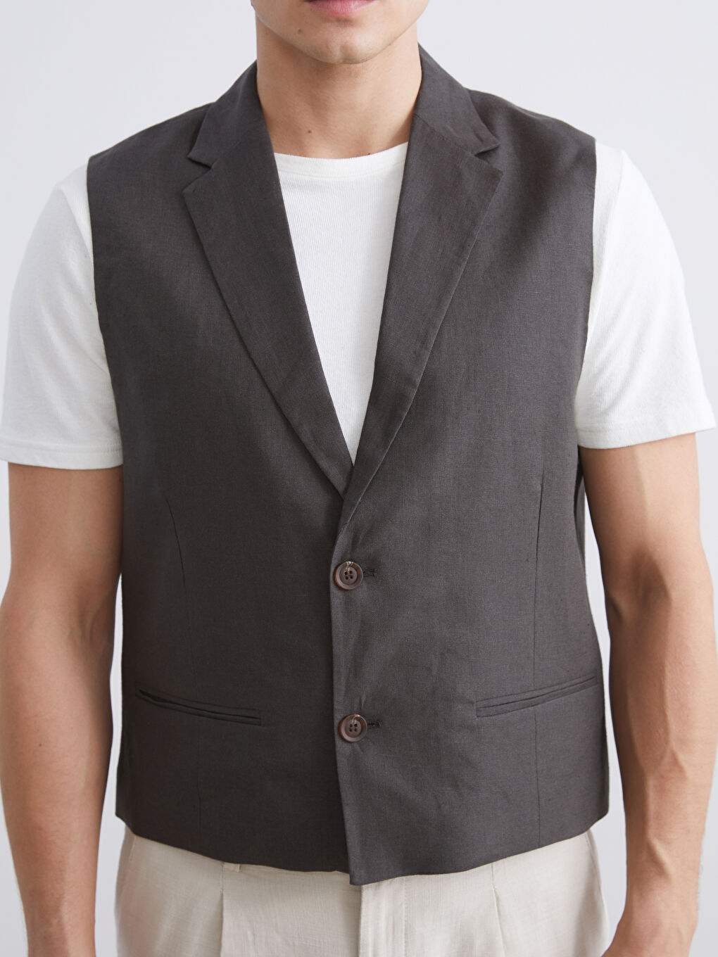 Kahverengi Standart Kalıp Erkek Klasik Yelek-2