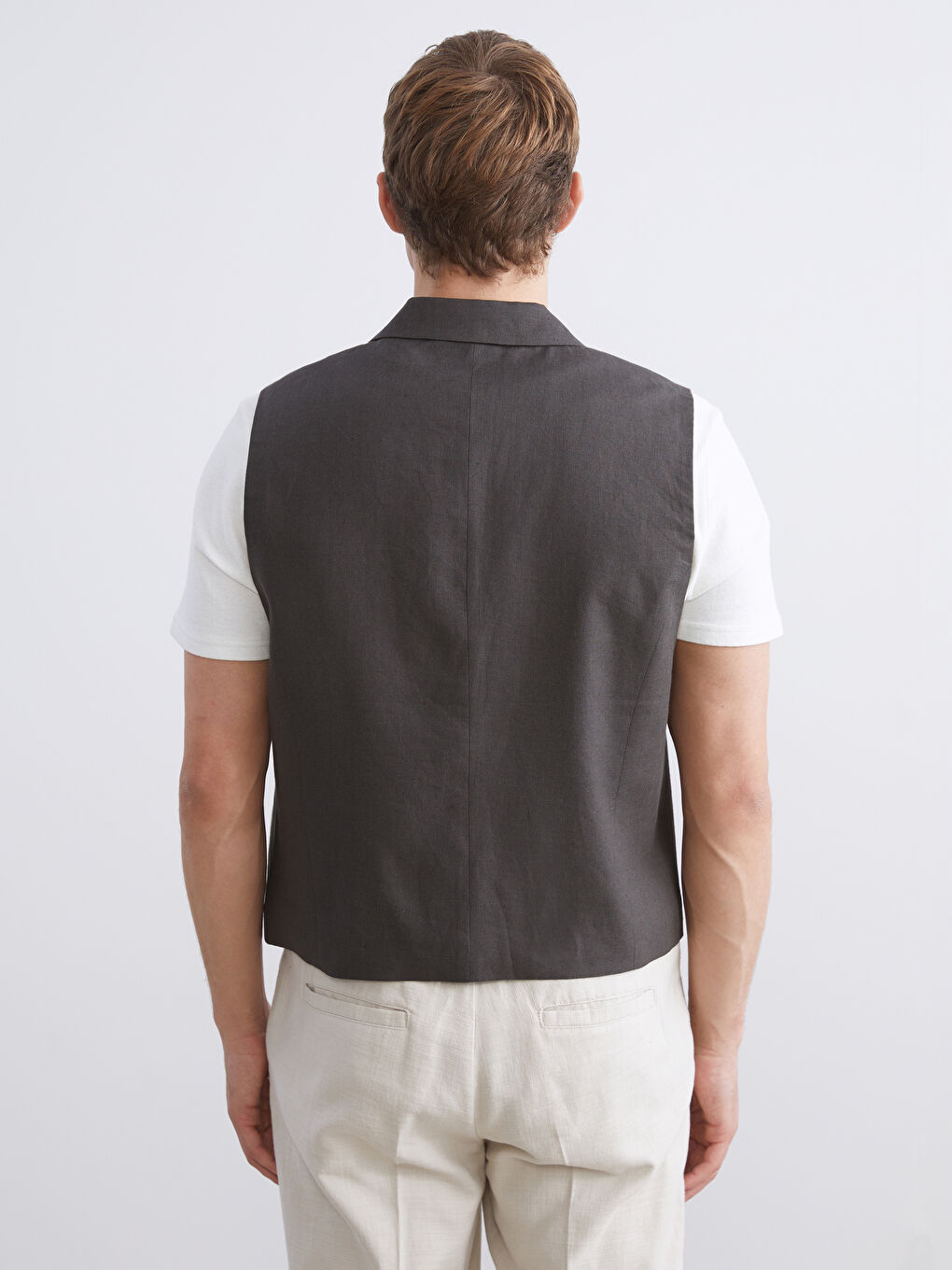 Kahverengi Standart Kalıp Erkek Klasik Yelek-3