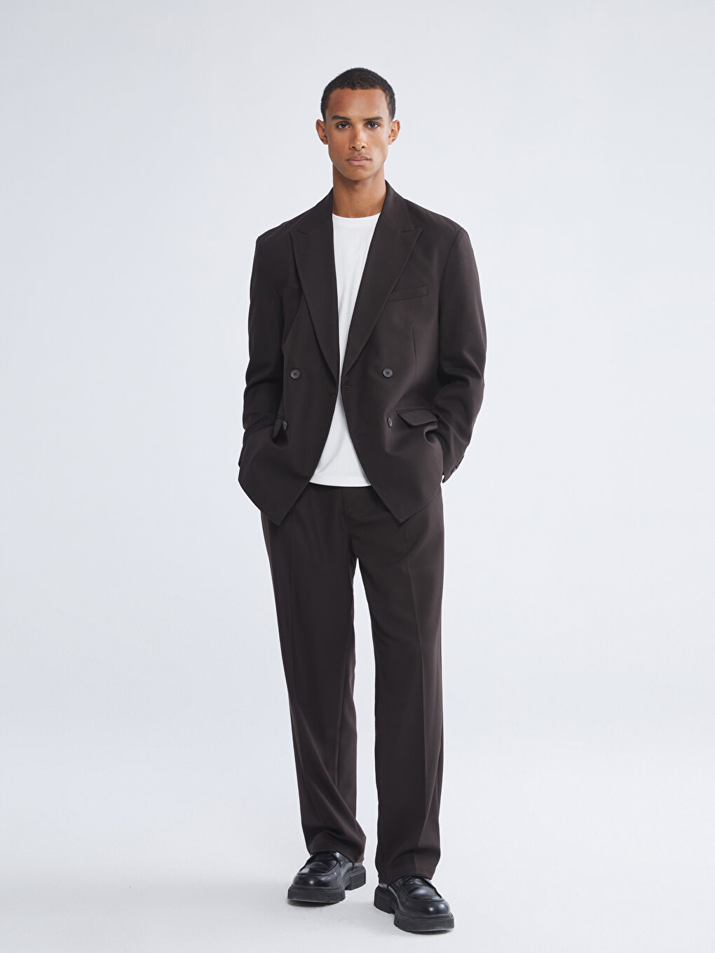 Kahverengi Standart Kalıp Erkek Blazer Ceket-1