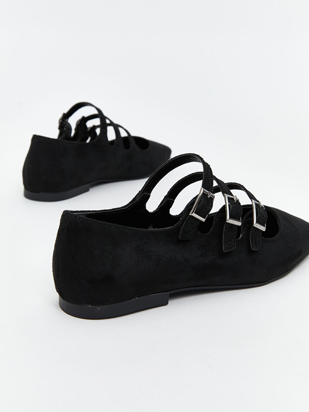 Siyah Süet Görünümlü Kadın Babet-4