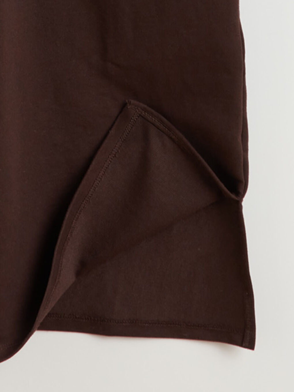 Kahverengi Dik Yaka Çizgili Sweat Elbise-5