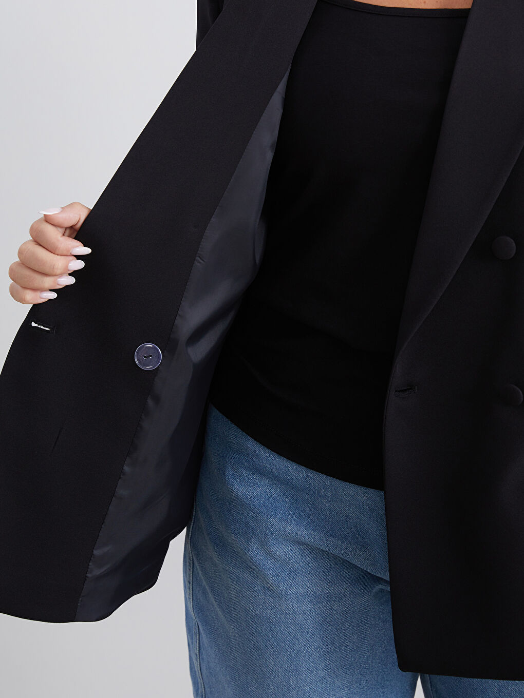 Siyah Büyük Beden Kadın Blazer Ceket-2