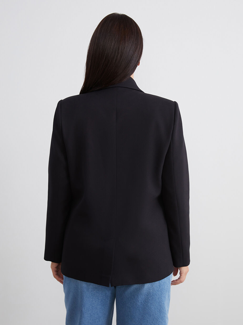 Siyah Büyük Beden Kadın Blazer Ceket-4