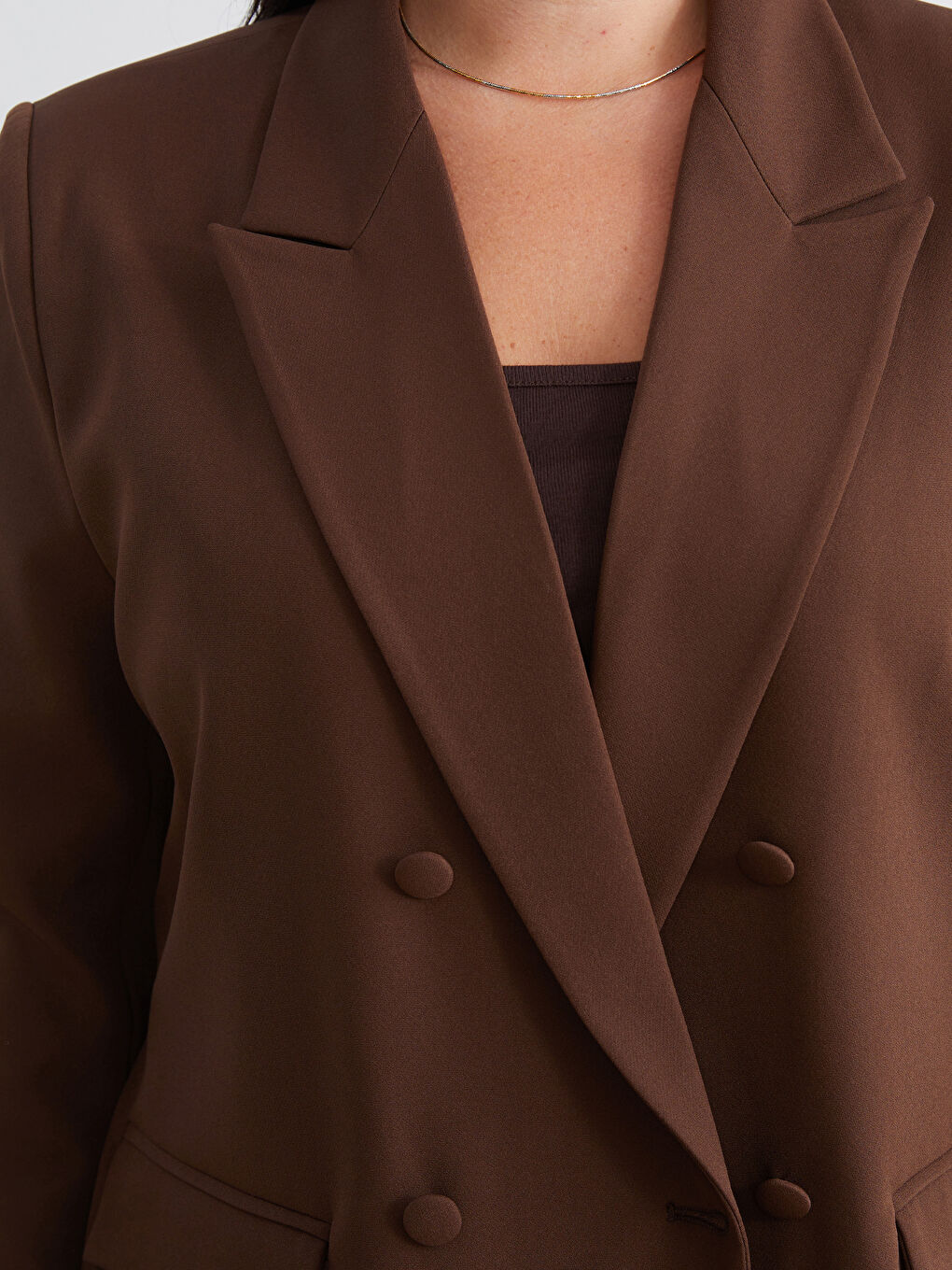 Kahverengi Büyük Beden Kadın Blazer Ceket-2