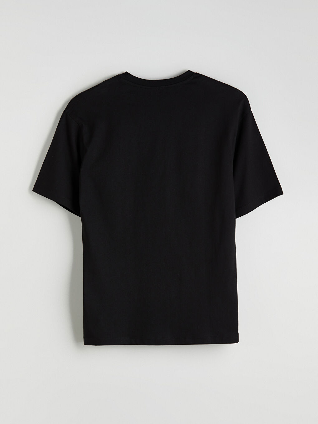 Siyah Bisiklet Yaka Penye Erkek Tişört-5