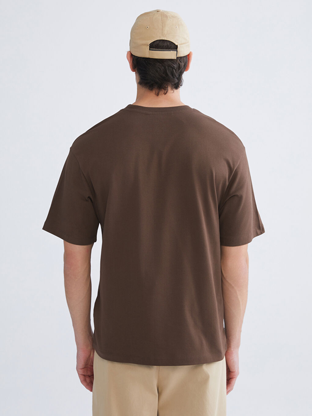 Kahverengi Bisiklet Yaka Penye Erkek Tişört-3