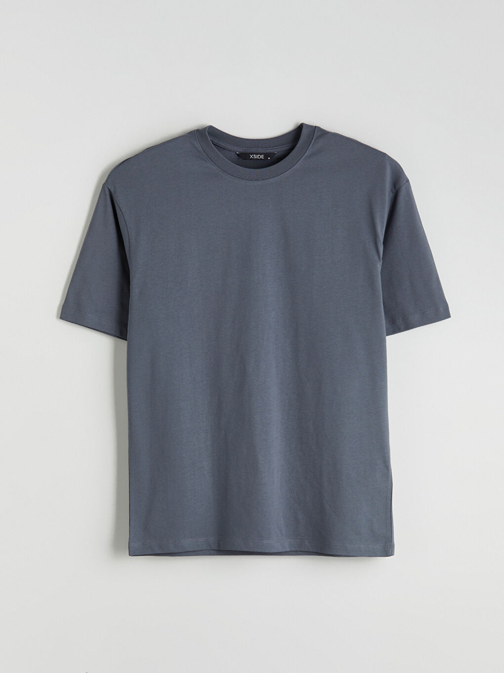 Gri Bisiklet Yaka Penye Erkek Tişört-4