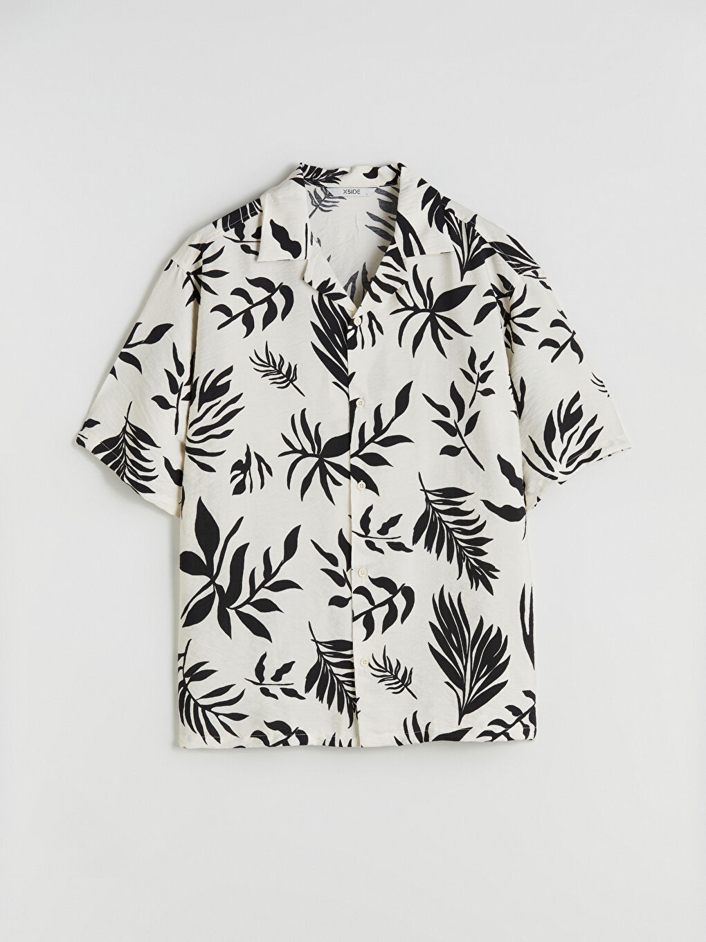 Bej Rahat Kalıp Resort Yaka Kısa Kollu Desenli Erkek Gömlek-4