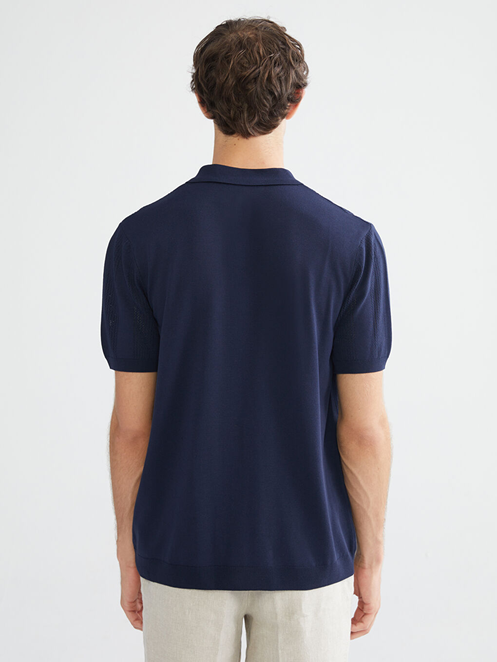 Lacivert Standart Kalıp Polo Yaka Erkek Triko Hırka-3