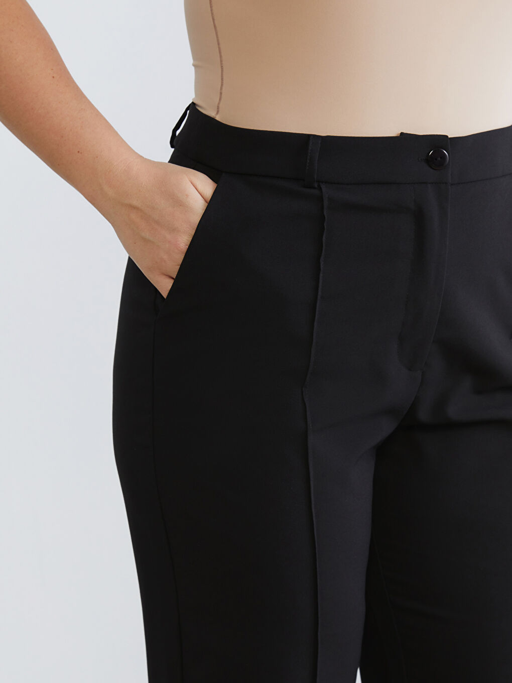 Siyah Büyük Beden Geniş Paça Kadın Pantolon-6