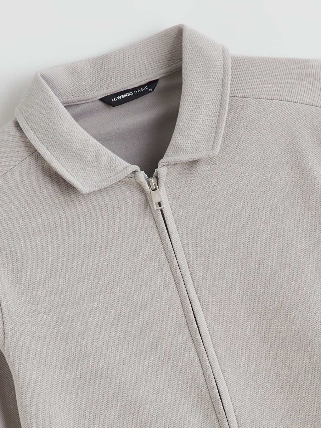 Gri Standart Kalıp Polo Yaka Erkek Fermuarlı Sweatshirt-5