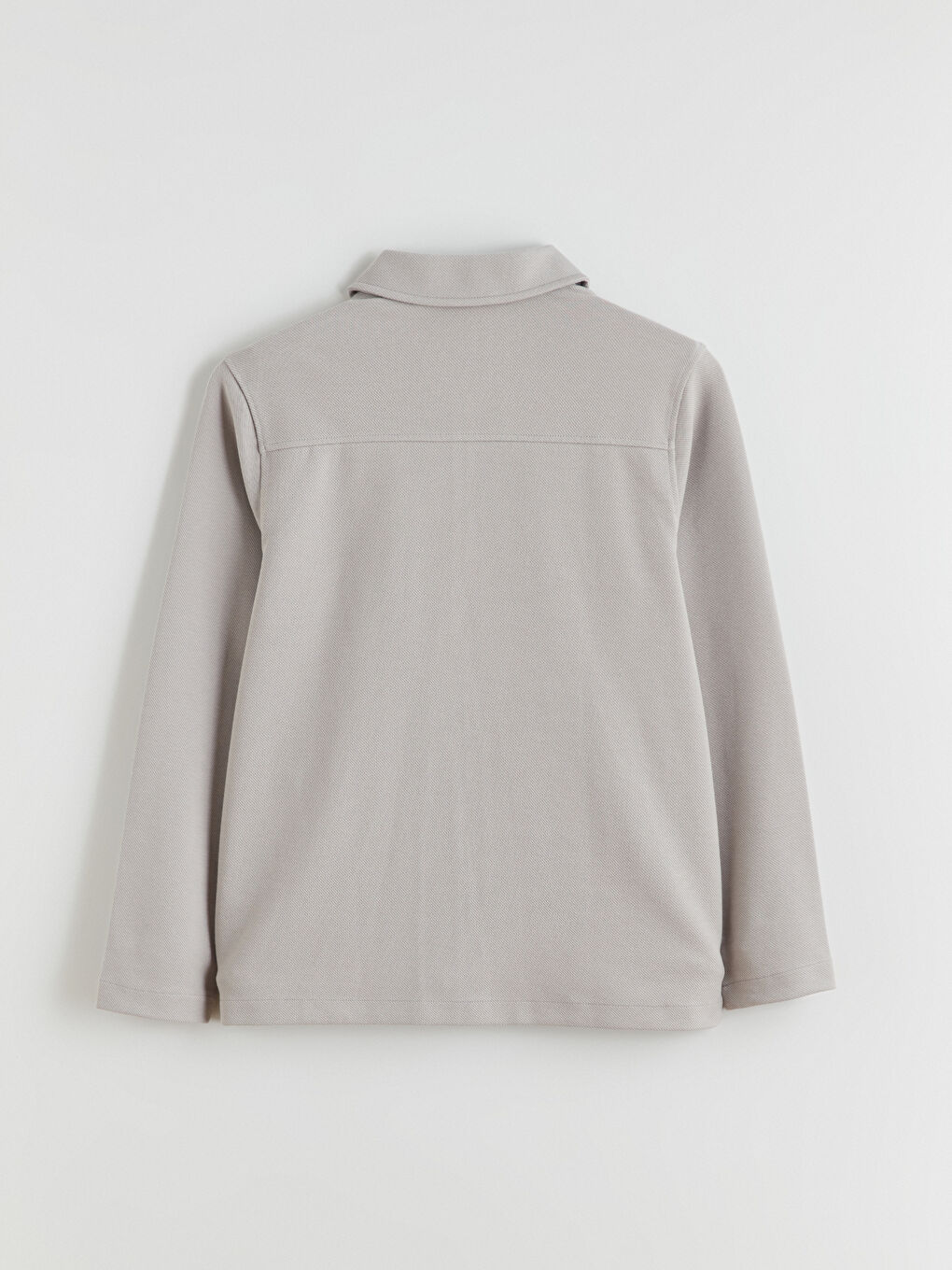 Gri Standart Kalıp Polo Yaka Erkek Fermuarlı Sweatshirt-6