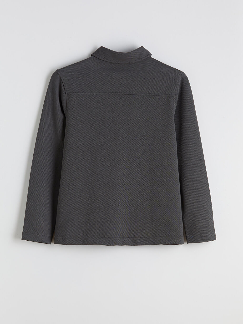 Antrasit Standart Kalıp Polo Yaka Erkek Fermuarlı Sweatshirt-5