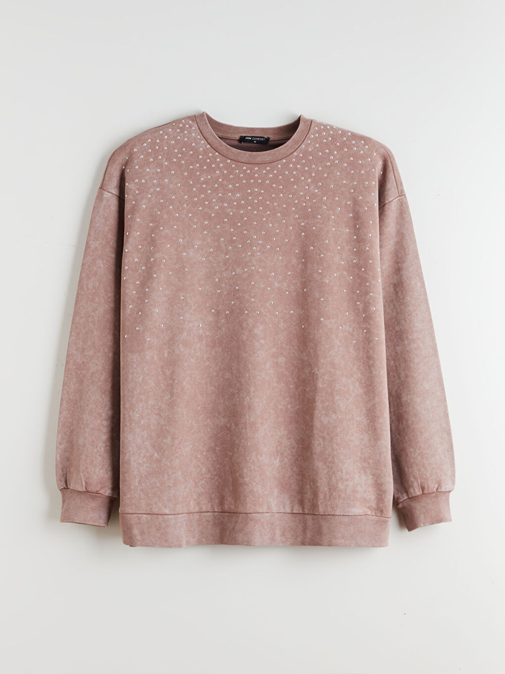 Kahverengi Bisiklet Yaka Taşlı Kadın Sweatshirt-4