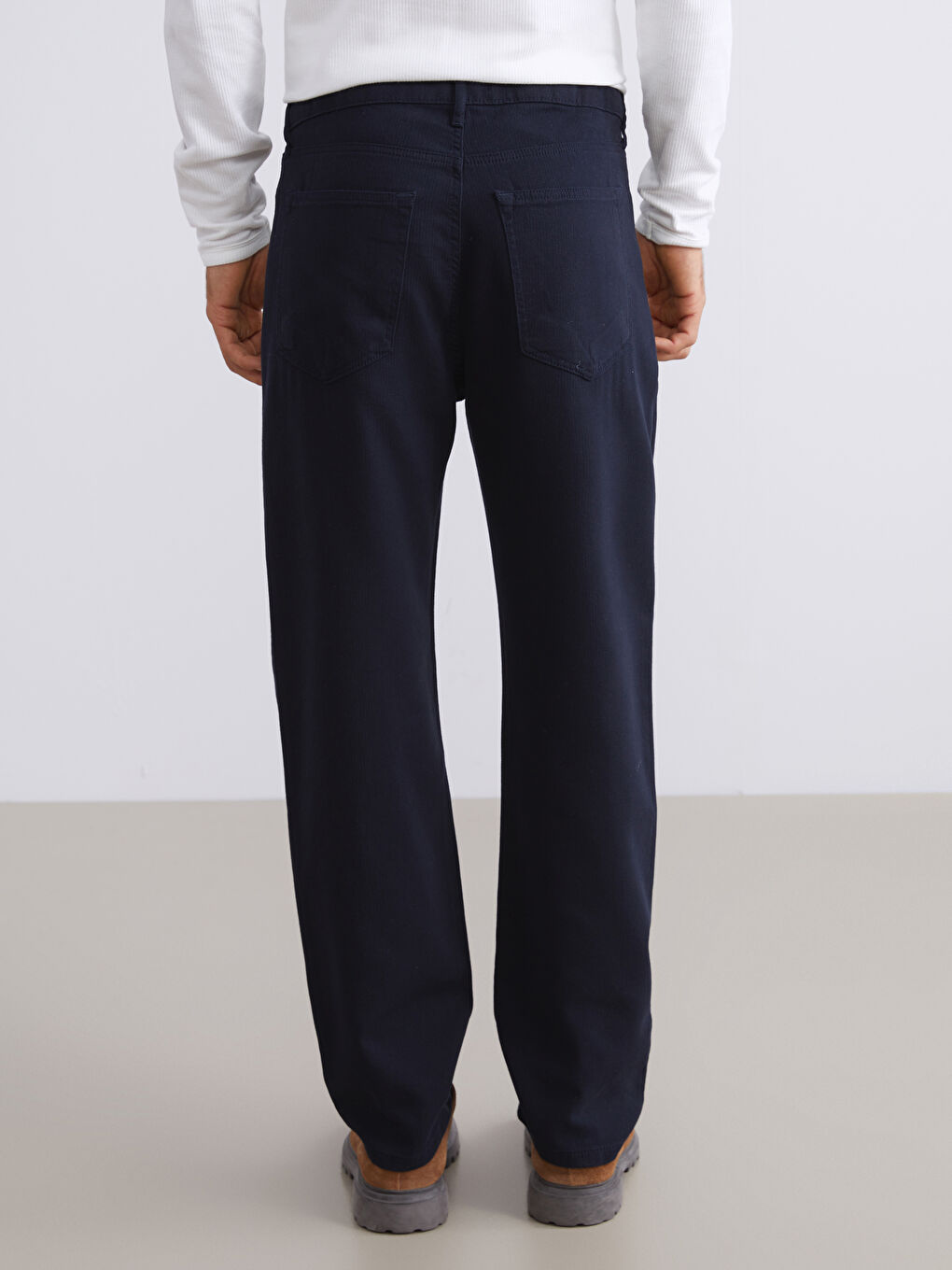 Lacivert Standart Kalıp Armürlü Erkek Pantolon-3