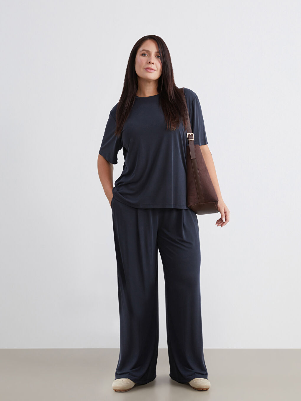 Siyah Modal Karışımlı Kadın Eşofman Altı