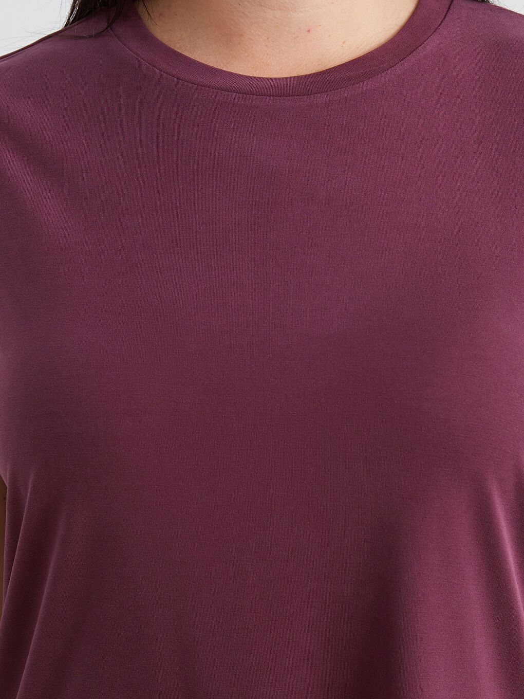 Bordo Bisiklet Yaka Modal Karışımlı Kadın Atlet-2