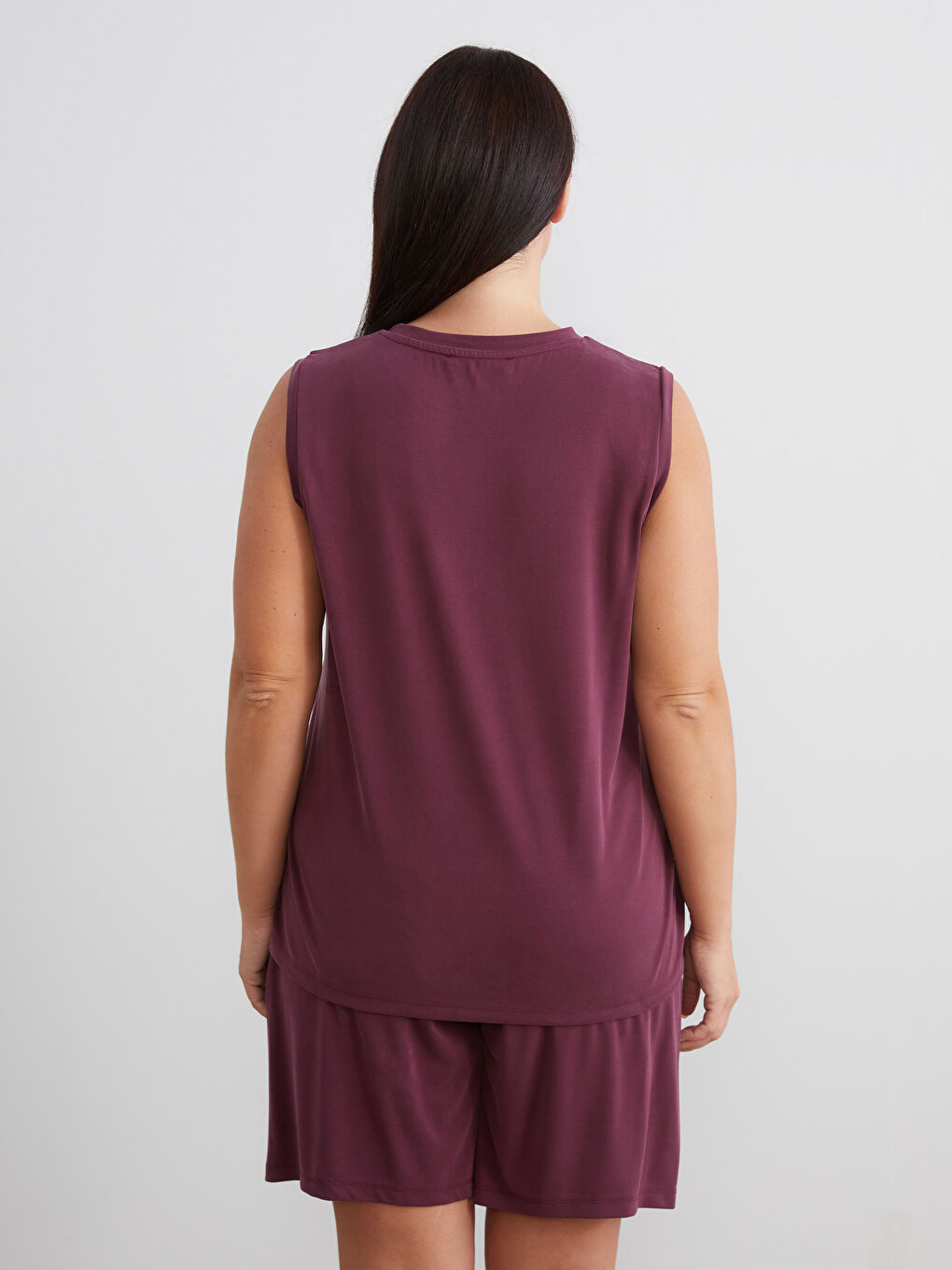 Bordo Bisiklet Yaka Modal Karışımlı Kadın Atlet-3