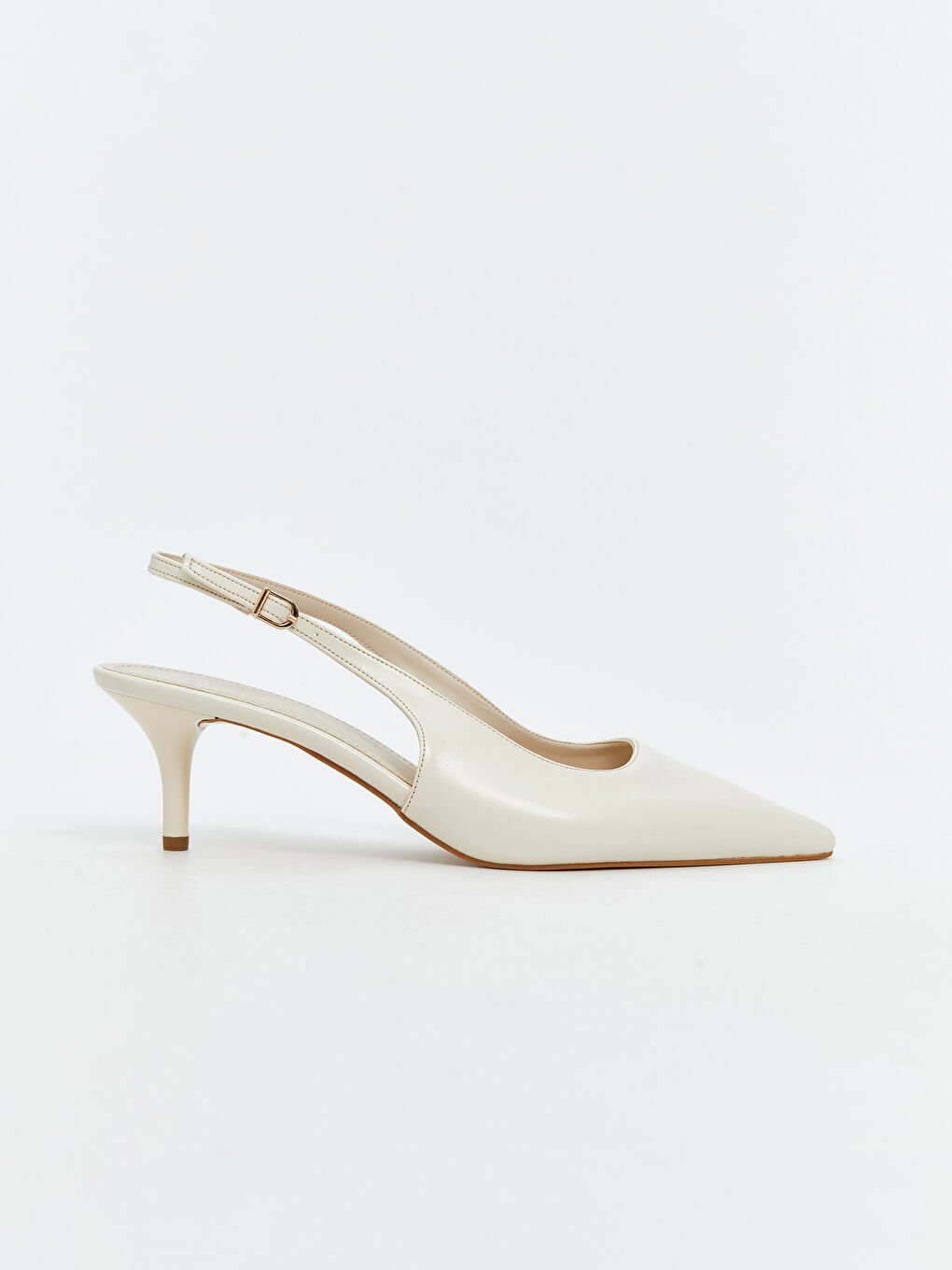 Beyaz Sivri Burun Kadın Topuklu Ayakkabı-1
