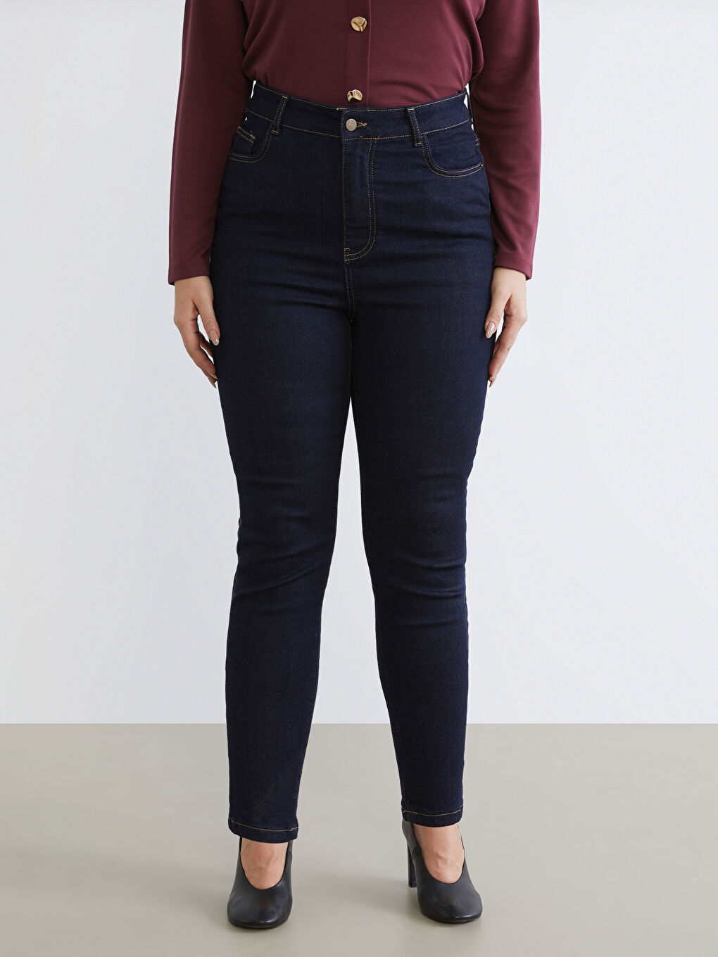 Lacivert Skinny Fit Kadın Jean Pantolon-1