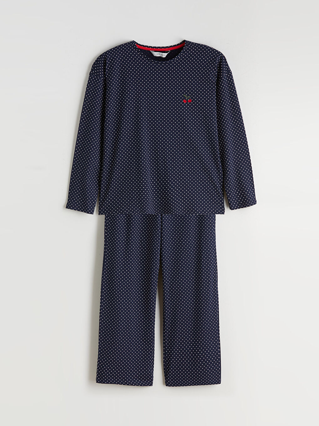 Crew Neck Polka Dot Long Sleeve Women's Pyjamas Set-4