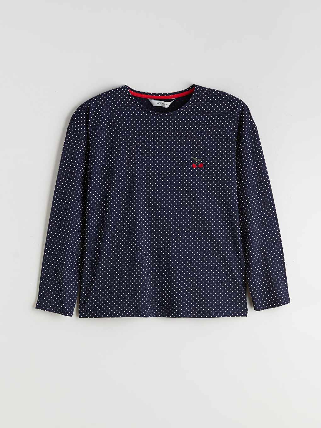 Crew Neck Polka Dot Long Sleeve Women's Pyjamas Set-5