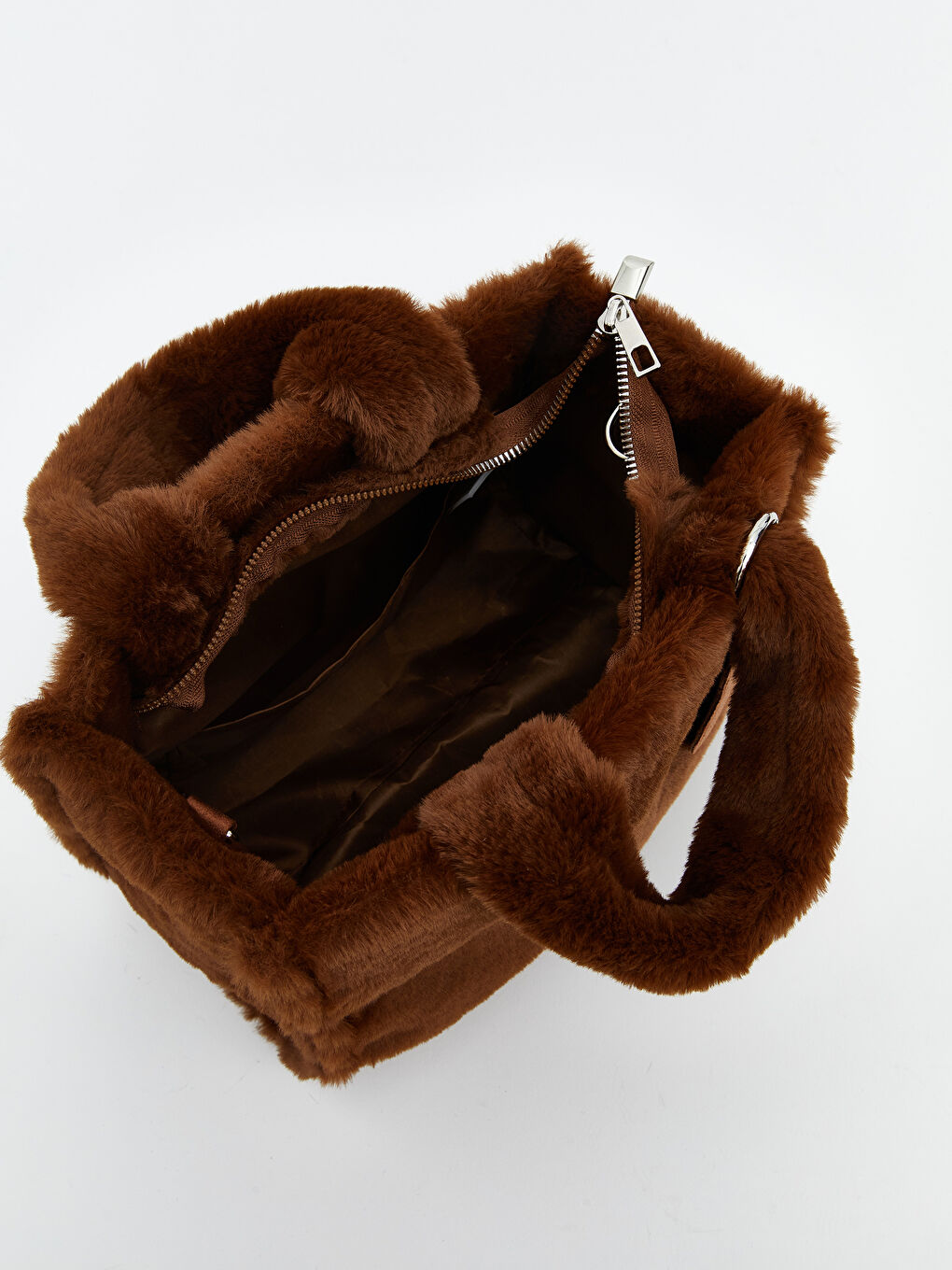 Kahverengi Pelüş Kadın El Çantası-4