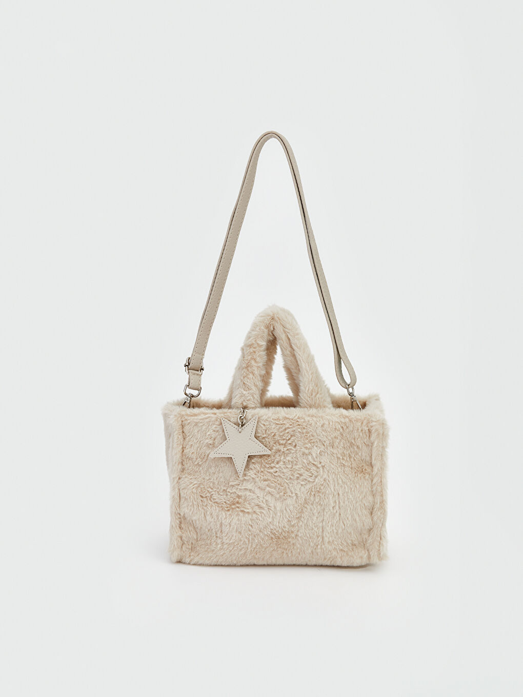 Ekru Pelüş Kadın El Çantası