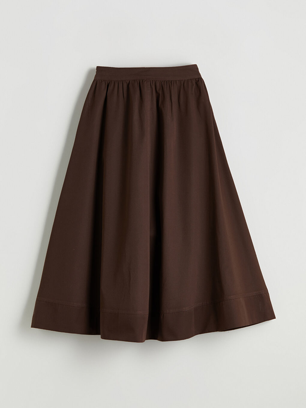 Kahverengi Loose Fit Pileli Kloş Etek-9