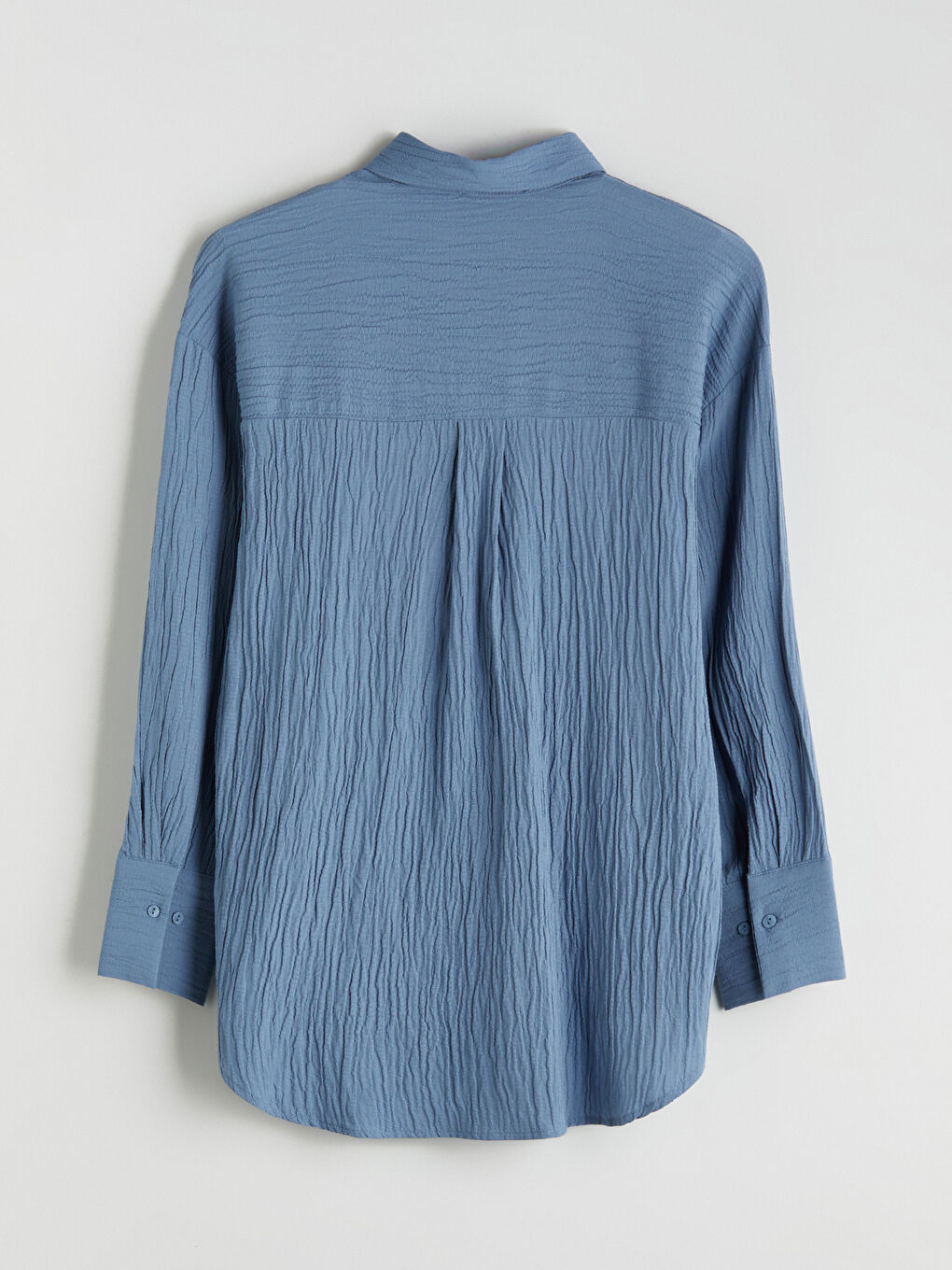 Mavi Dokulu Oversize Kadın Gömlek-7