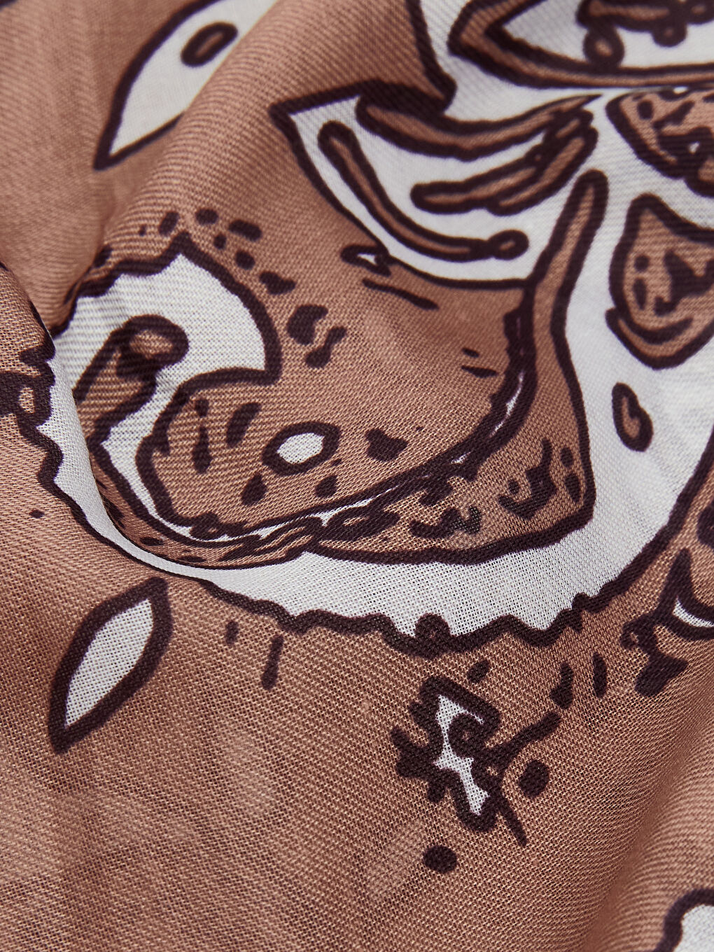 Kahverengi Desenli Kadın Şal-2