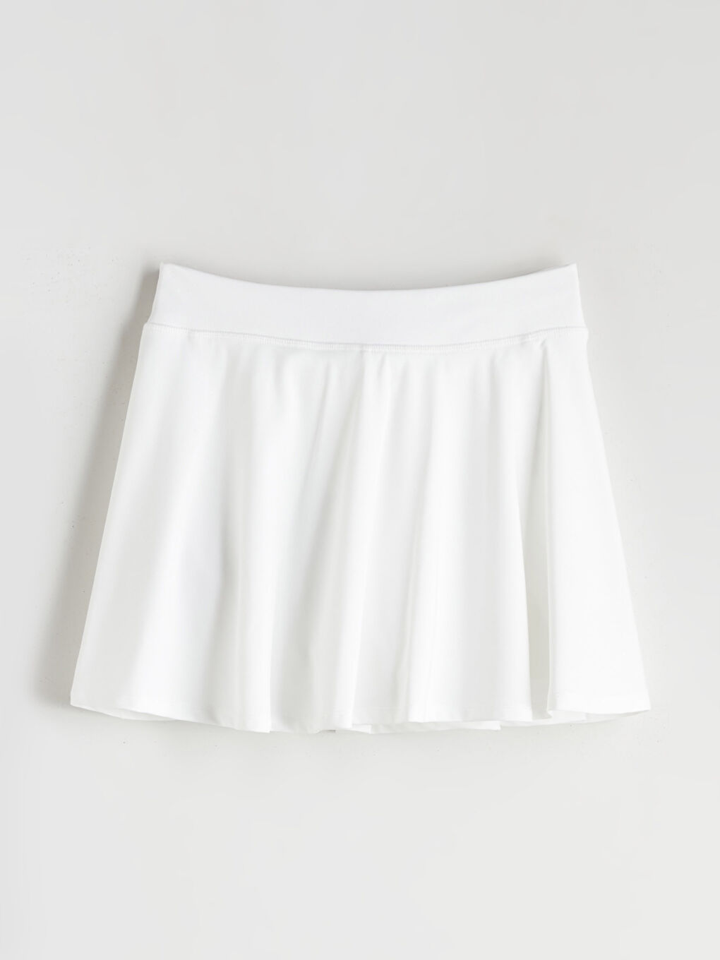 Beyaz Beli Lastikli Kadın Spor Şort Etek-4