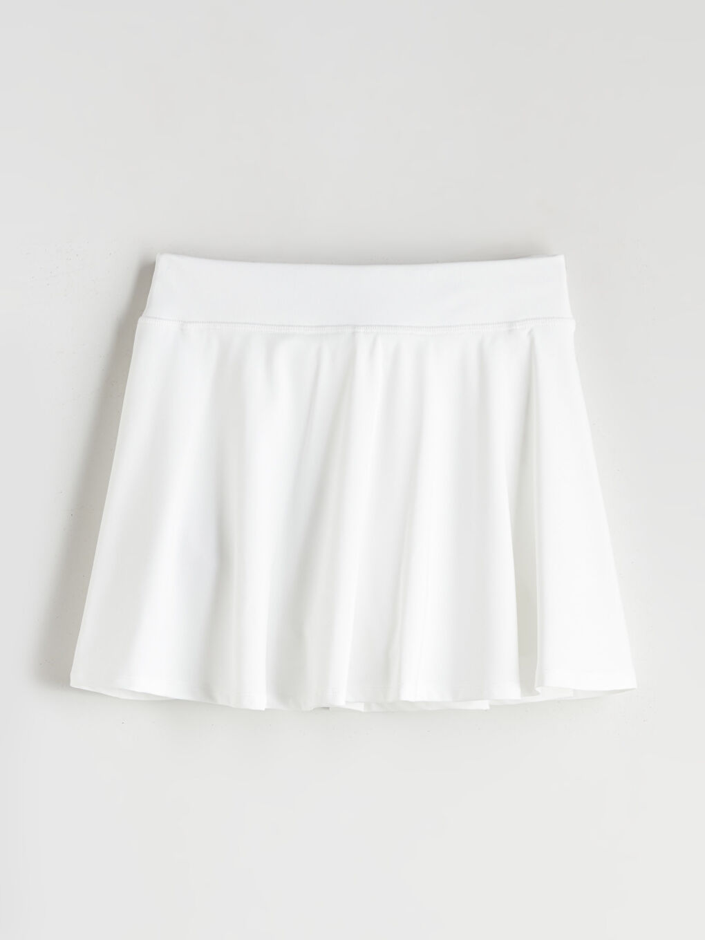 Beyaz Beli Lastikli Kadın Spor Şort Etek-5