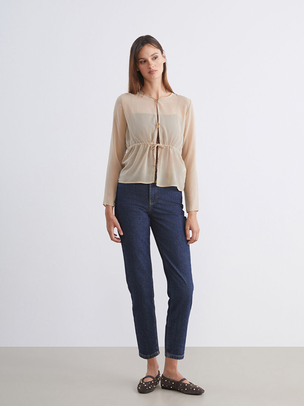 Lacivert Slim Mom Kadın Jean Pantolon