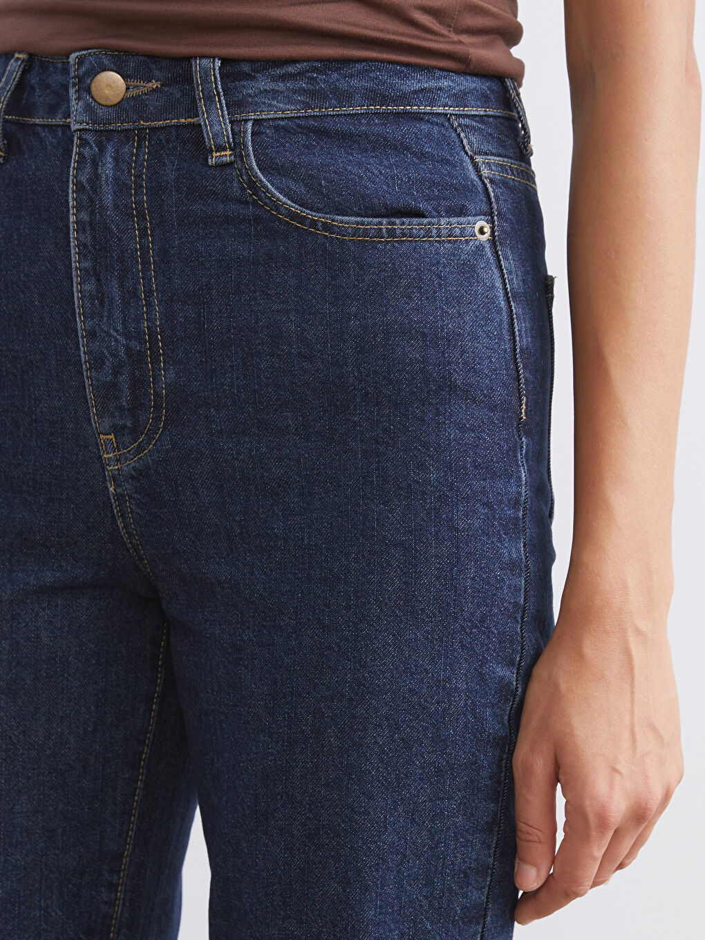 Lacivert Slim Mom Kadın Jean Pantolon-2