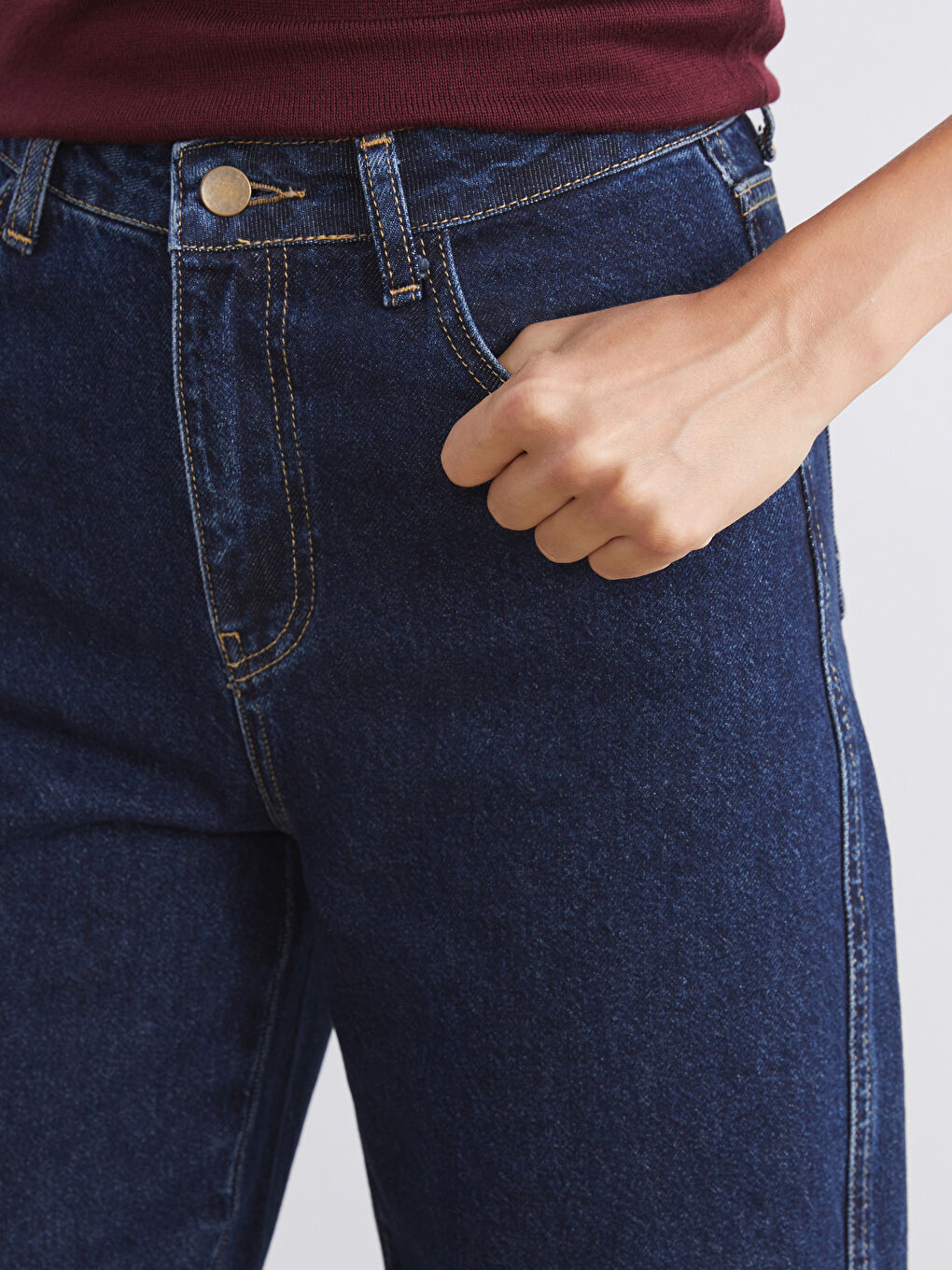 Lacivert Balloon Fit Kadın Jean Pantolon-2