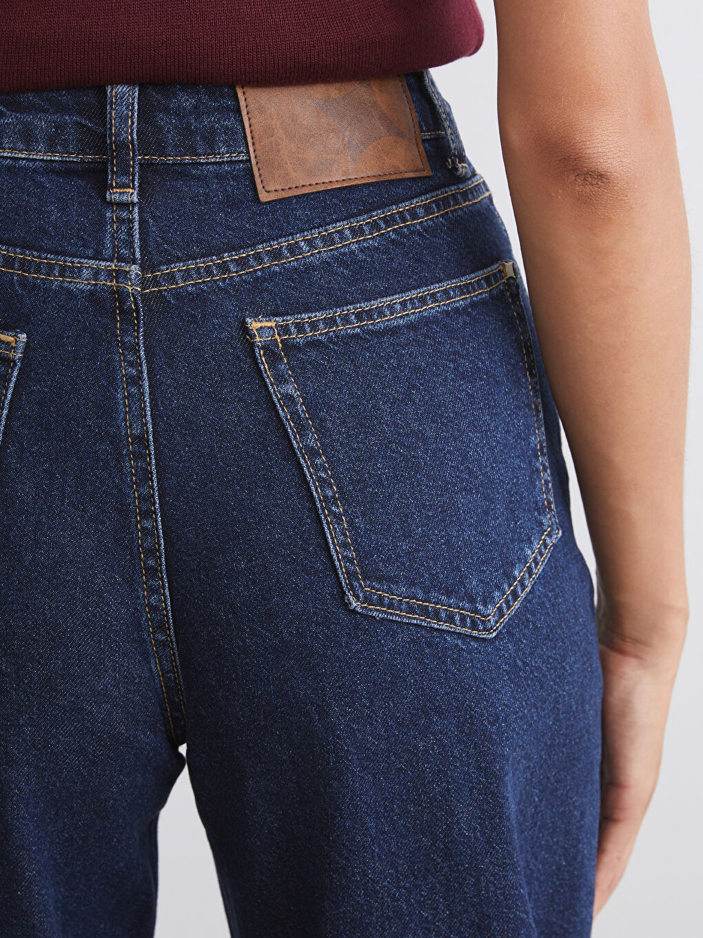 Lacivert Balloon Fit Kadın Jean Pantolon-3