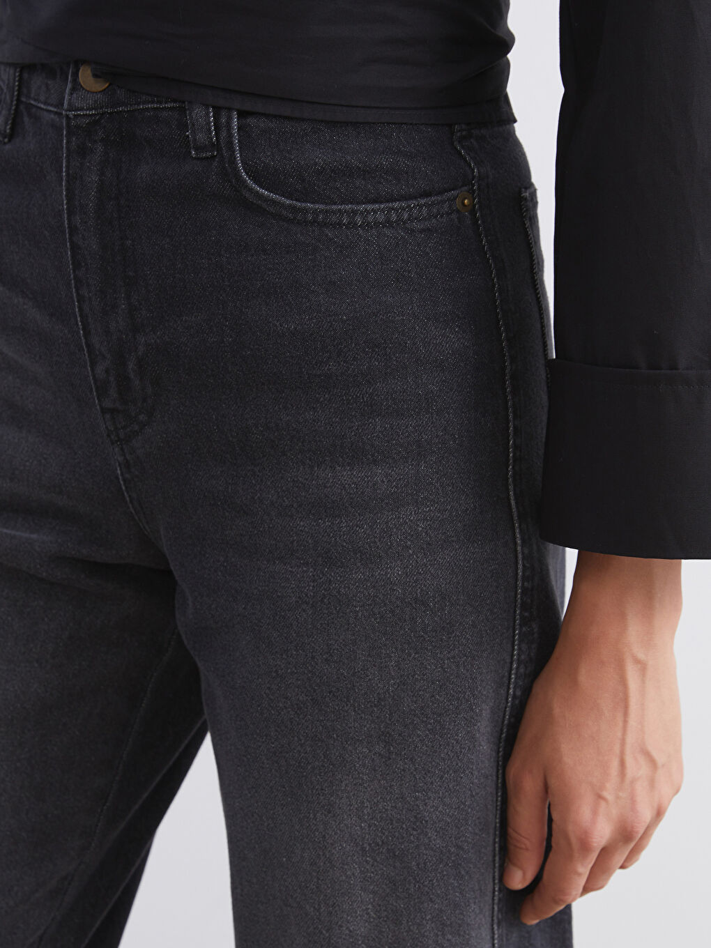 Siyah Balloon Fit Kadın Jean Pantolon-2