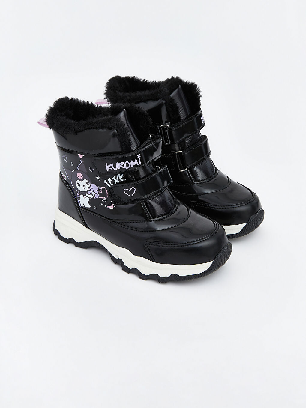 Siyah Kuromi Baskılı Kız Çocuk Kar Botu