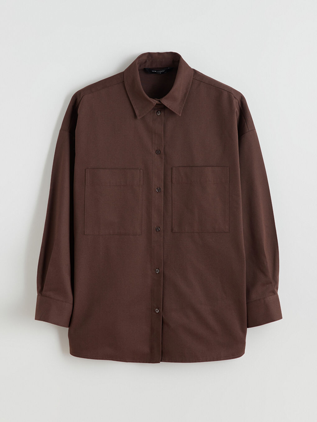 Kahverengi Gabardin Kadın Gömlek Tunik-4