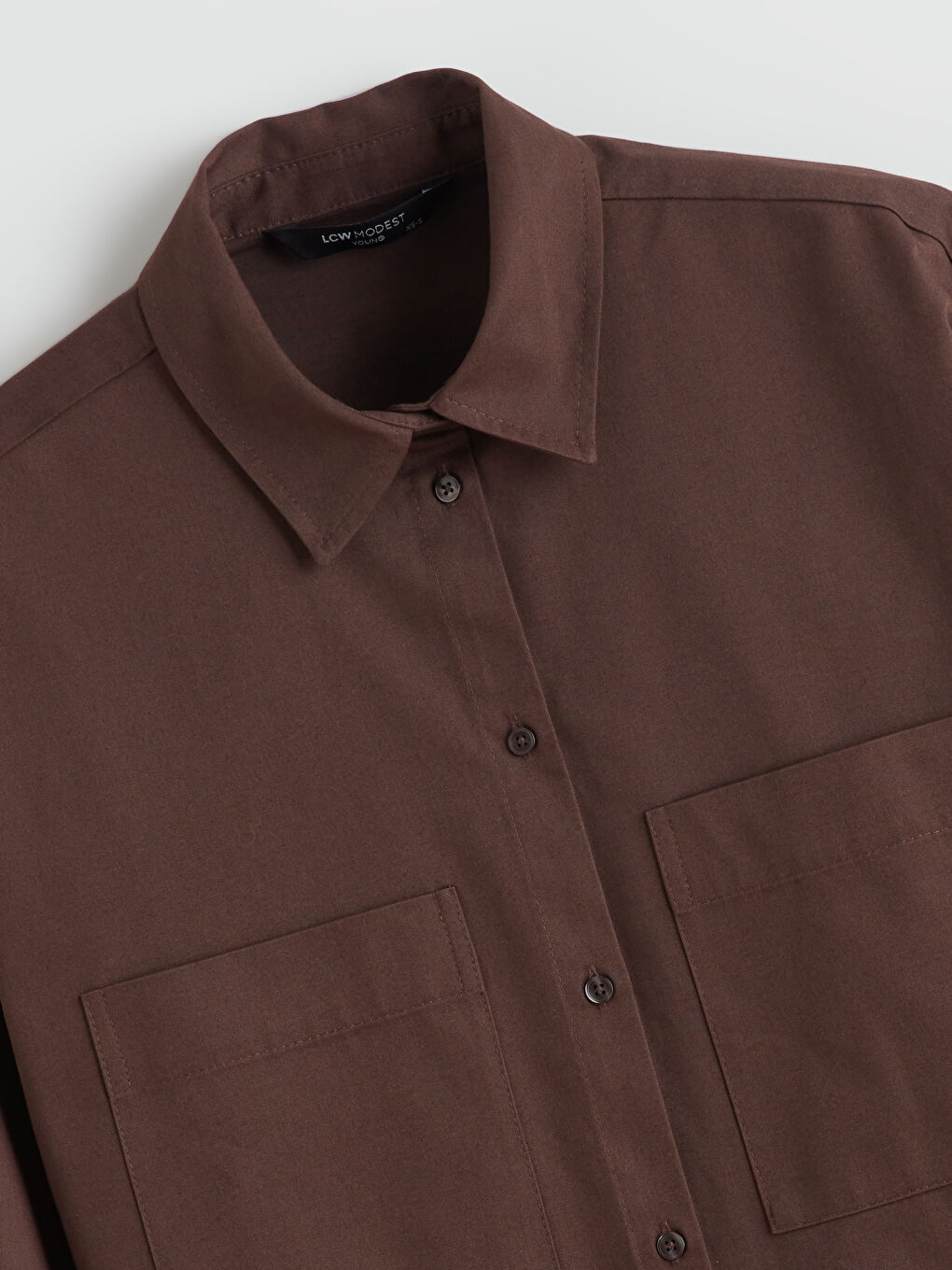 Kahverengi Gabardin Kadın Gömlek Tunik-5